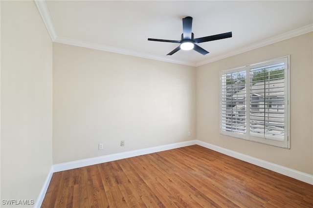 3770 Fieldstone Blvd Unit 1508, Naples, FL 34109 - unfurnished room featuring a ceiling fan, baseboards, ornamental molding, and wood finished floors