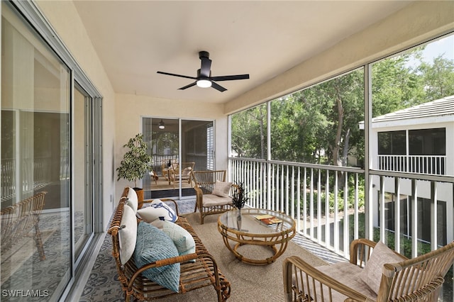 3770 Fieldstone Blvd Unit 1508, Naples, FL 34109 - sunroom featuring a ceiling fan