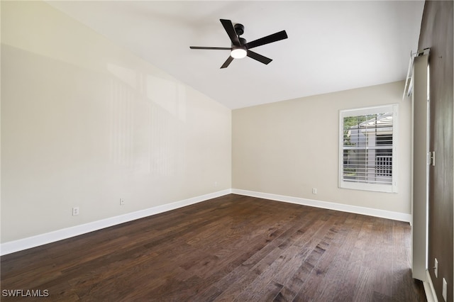 3770 Fieldstone Blvd Unit 1508, Naples, FL 34109 - unfurnished room featuring lofted ceiling, a ceiling fan, dark wood-type flooring, and baseboards