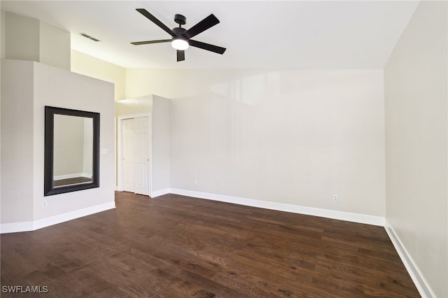 3770 Fieldstone Blvd Unit 1508, Naples, FL 34109 - unfurnished room with vaulted ceiling, a ceiling fan, dark wood-style flooring, and visible vents