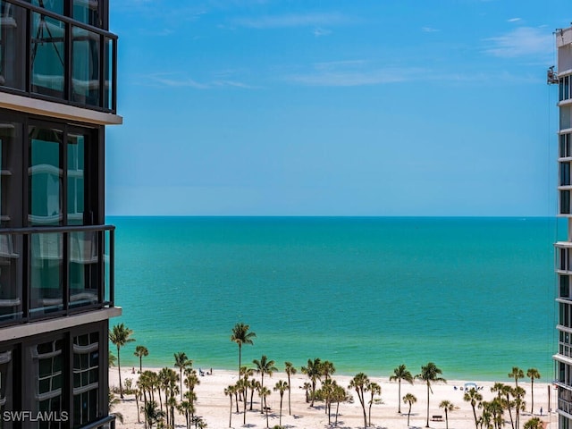 property view of water featuring a view of the beach