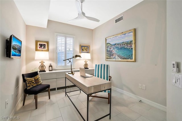 190 Indies Dr E Unit 102, Naples, FL 34114 - office area with ceiling fan, baseboards, and visible vents