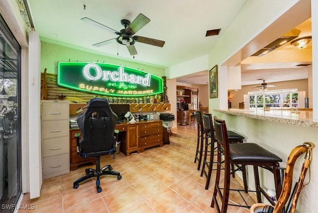 813 105th Ave N, Naples, FL 34108 - office space with ceiling fan and light tile patterned floors