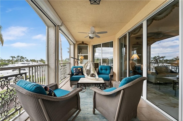 14356 Harbour Landings Dr Unit 6C, Fort Myers, FL 33908 - sunroom with a ceiling fan