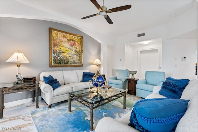 14356 Harbour Landings Dr Unit 6C, Fort Myers, FL 33908 - living area featuring a ceiling fan