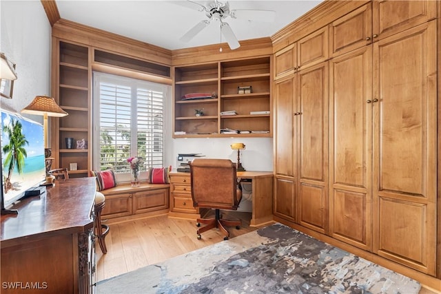 14356 Harbour Landings Dr Unit 6C, Fort Myers, FL 33908 - office area with light wood-type flooring and a ceiling fan