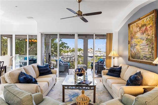 14356 Harbour Landings Dr Unit 6C, Fort Myers, FL 33908 - living area featuring ceiling fan