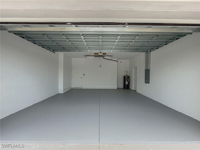 garage featuring water heater