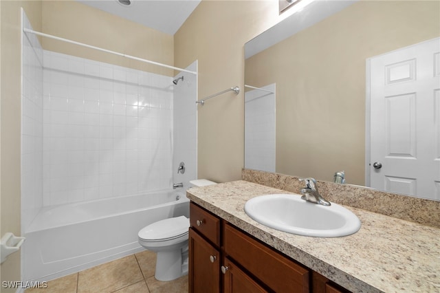 1322 SW 22nd Ave, Cape Coral, FL 33991 - bathroom featuring  shower combination, toilet, vanity, and tile patterned floors