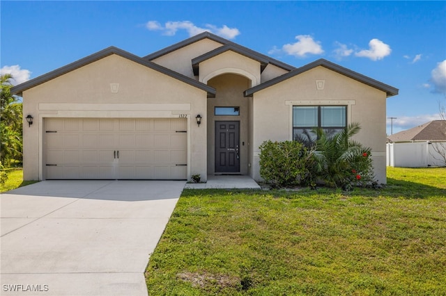 1322 SW 22nd Ave, Cape Coral, FL 33991 - single story home featuring stucco siding, a front lawn, concrete driveway, and a garage