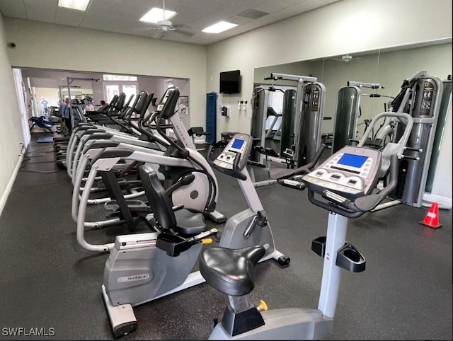 8799 Spring Mountain Way, Fort Myers, FL 33908 - workout area featuring a drop ceiling