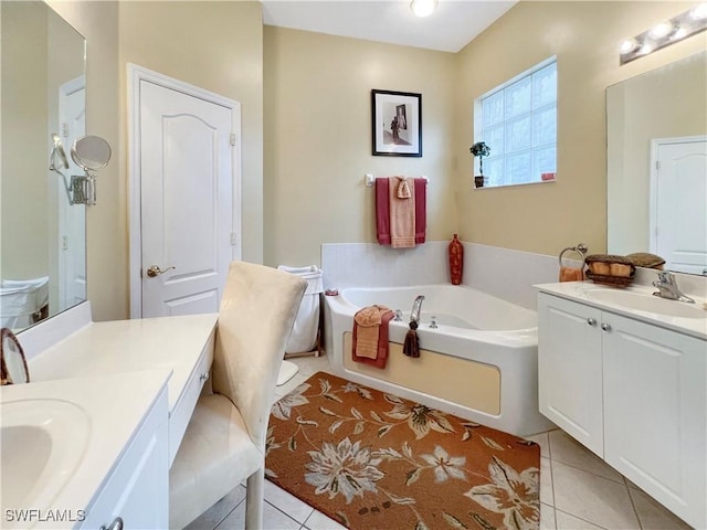 8799 Spring Mountain Way, Fort Myers, FL 33908 - full bath with tile patterned flooring, a sink, a bath, and two vanities