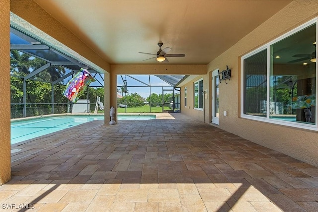 2626 SW 22nd Ave, Cape Coral, FL 33914 - pool with glass enclosure, a patio, and ceiling fan
