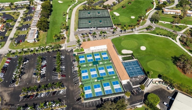 drone / aerial view featuring view of golf course