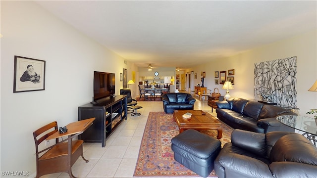 3260 Southshore Dr Unit 65A, Punta Gorda, FL 33955 - living room with ceiling fan and light tile patterned floors