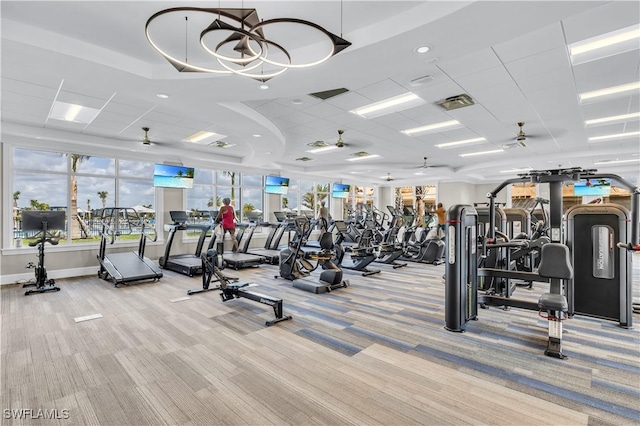 15927 Grassland Ln Unit 4122, Punta Gorda, FL 33982 - exercise room featuring carpet, baseboards, and ceiling fan