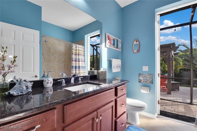 2728 Beach Pkwy W, Cape Coral, FL 33914 - full bath with vanity, tile patterned floors, and a shower with curtain