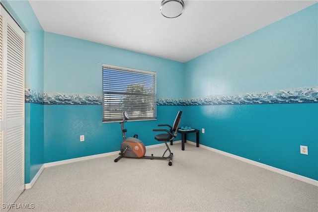 sitting room with baseboards and carpet flooring