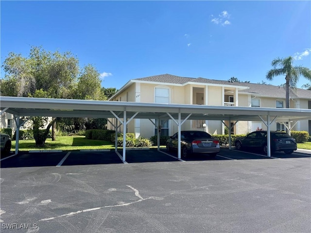view of covered parking lot