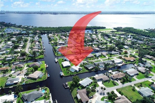 4343 S Gulf Cir, North Fort Myers, FL 33903 - aerial overview of property's location with a nearby body of water and nearby suburban area