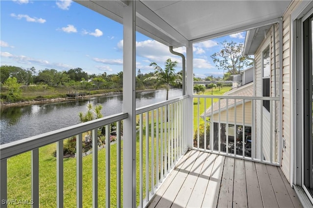 balcony with a water view