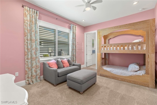 6348 Lyford Isle Dr, Naples, FL 34113 - carpeted bedroom with baseboards, recessed lighting, and a ceiling fan