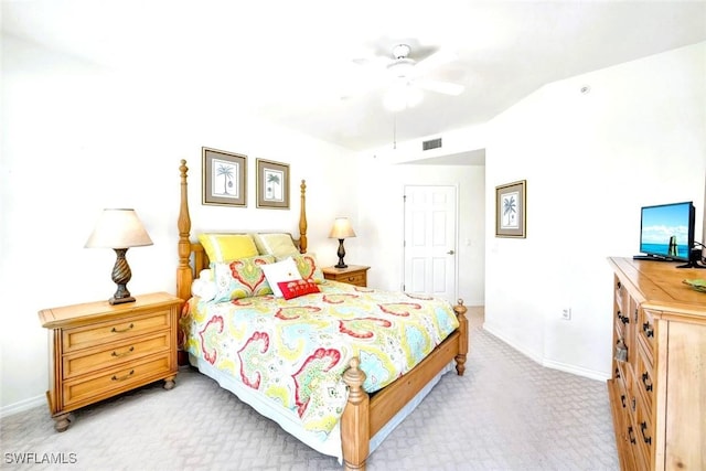2190 Arielle Dr Unit 903, Naples, FL 34109 - bedroom with light carpet, a ceiling fan, visible vents, and baseboards