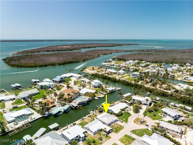 3797 Emerald Ave, Saint James City, FL 33956 - birds eye view of property with a residential view and a water view