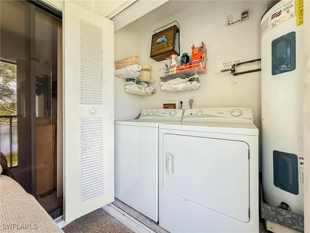 1632 Spoonbill Ln Unit B, Naples, FL 34105 - laundry room featuring washer and clothes dryer and electric water heater