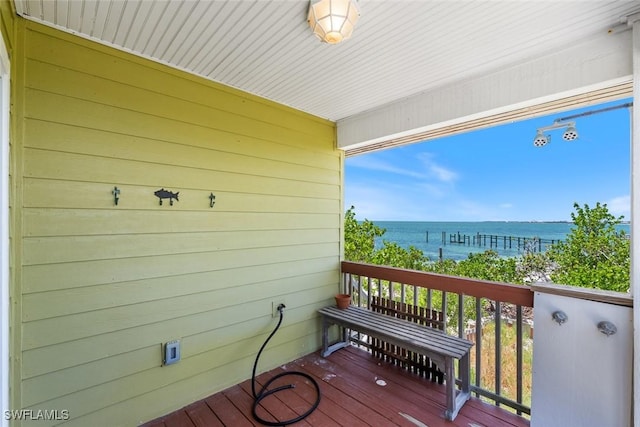 exterior space featuring a water view