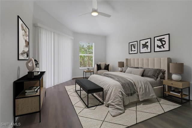 3340 33rd Ave NE, Naples, FL 34120 - bedroom with baseboards, a ceiling fan, and wood finished floors