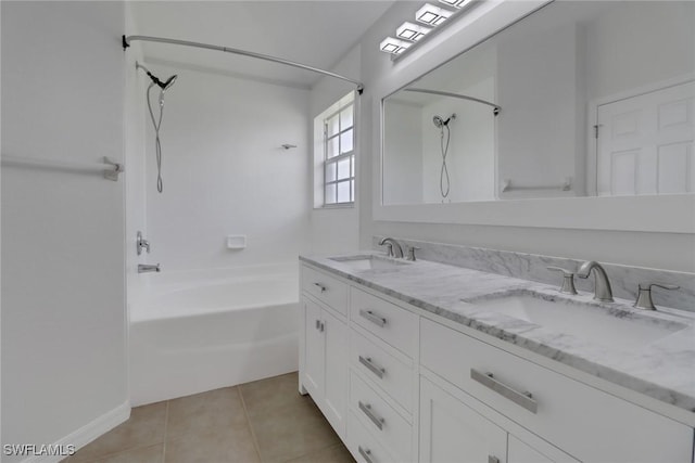 3340 33rd Ave NE, Naples, FL 34120 - bathroom with tile patterned floors, a sink, shower / tub combination, and double vanity