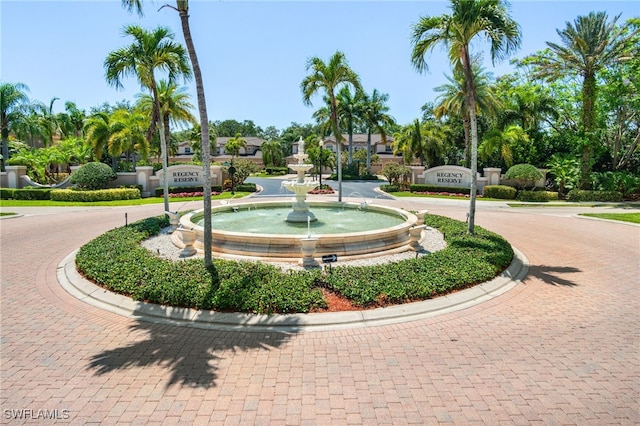 view of home's community with curved driveway