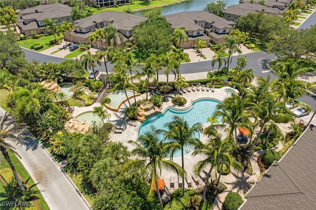 aerial view with a residential view