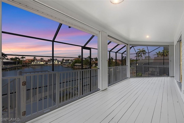 deck with a water view