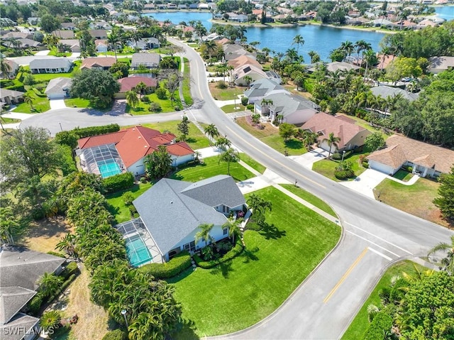 597 Lambton Ln, Naples, FL 34104 - bird's eye view featuring a residential view and a water view