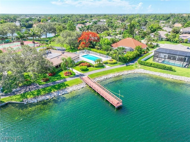 597 Lambton Ln, Naples, FL 34104 - birds eye view of property featuring a water view