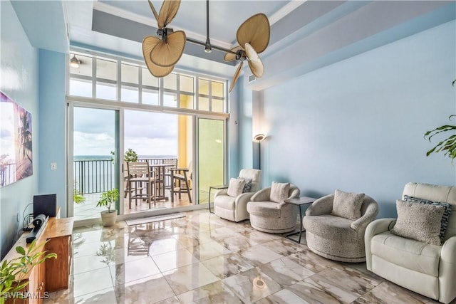 2797 1st St Unit 2003, Fort Myers, FL 33916 - living area featuring marble finish floor and a high ceiling