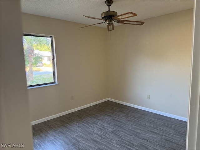 4004 Sena Ln, Labelle, FL 33935 - empty room featuring a ceiling fan, baseboards, a textured ceiling, and dark wood-type flooring