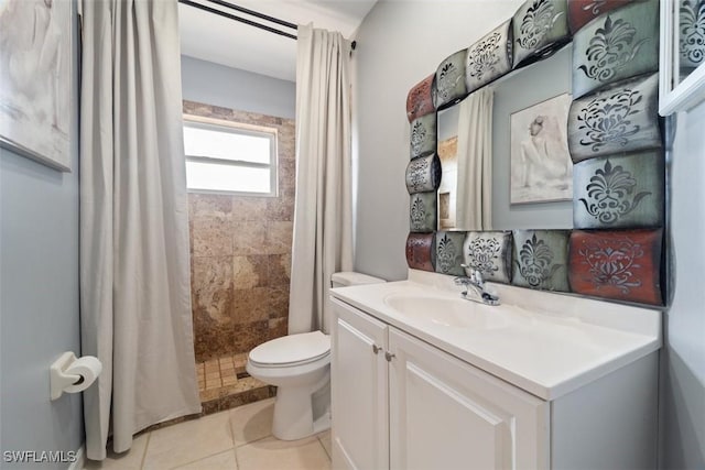 2748 45th Ave NE, Naples, FL 34120 - full bathroom with tile patterned floors, a shower stall, toilet, and vanity