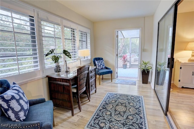 living area featuring light wood-style floors