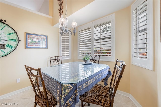 522 Countryside Dr, Naples, FL 34104 - tiled dining space featuring vaulted ceiling, baseboards, and a healthy amount of sunlight