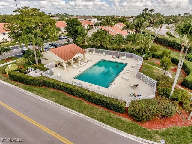 aerial view featuring a residential view