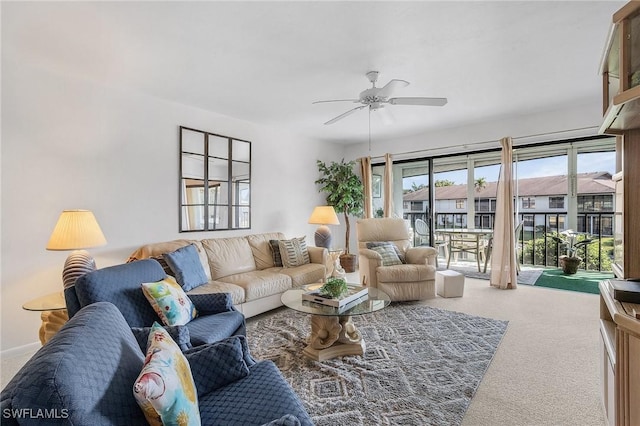338 Charlemagne Blvd Unit G203, Naples, FL 34112 - carpeted living area with a ceiling fan