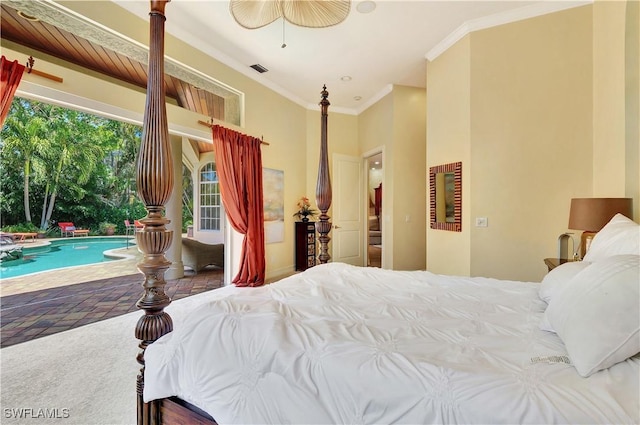 2363 Crayton Rd, Naples, FL 34103 - bedroom featuring multiple windows, access to outside, and ornamental molding