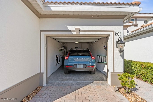 view of garage