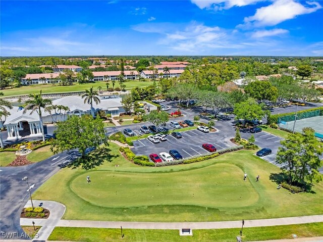 drone / aerial view featuring golf course view