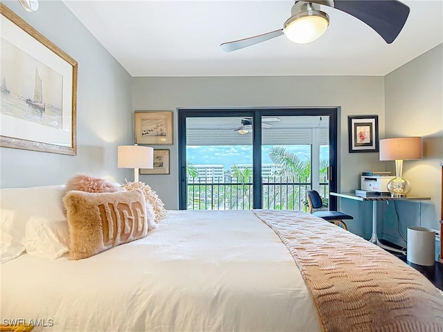 3399 Gulf Shore Blvd N Unit 605, Naples, FL 34103 - bedroom with multiple windows, access to outside, and ceiling fan