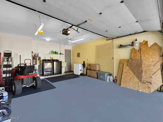 1210 Marlow St, Port Charlotte, FL 33952 - garage with washing machine and dryer, water heater, and a garage door opener