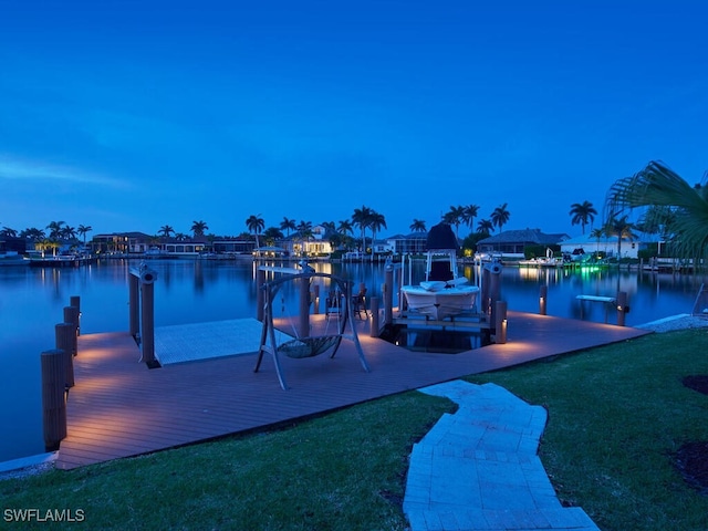 870 Robin Ct, Marco Island, FL 34145 - dock area with a lawn and a water view
